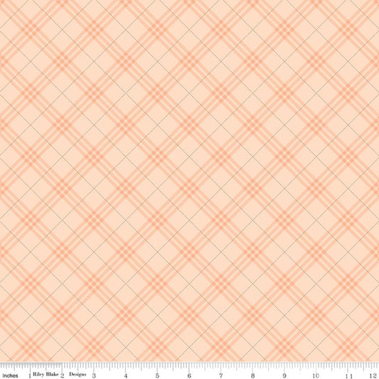 Coffee Time Plaid Shell Peach Riley Blake Designs Cotton Fabric RB-C17133-SHELL
