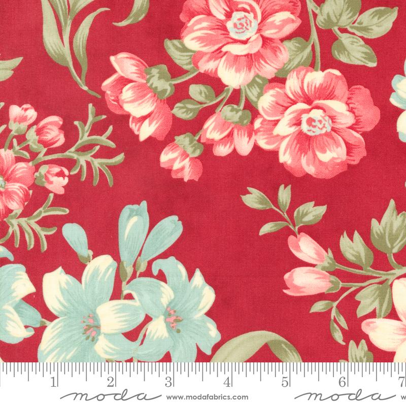 Collections a Cause: Etchings Bold Blossoms Large Floral Red Howard Marcus 3 Sisters Moda Cotton Fabric