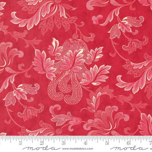 Collections a Cause: Etchings Friendly Flourish Damask Red Howard Marcus 3 Sisters Moda Cotton Fabric