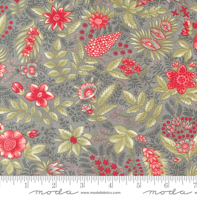 Collections a Cause: Etchings Joyful Jacobean Florals Slate Grey Howard Marcus 3 Sisters Moda Cotton Fabric