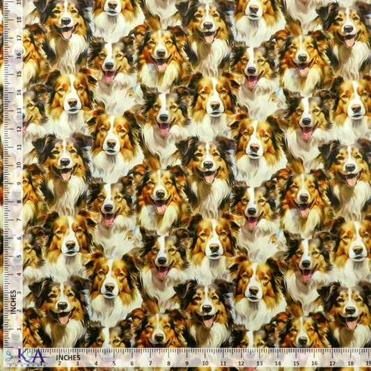 Collies Dogs Allover Blue David Textiles Cotton Fabric DT-DX-4820-CW-1
