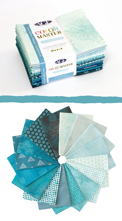 Color Master Elements Glacier Edition Fat Quarter Bundle 18"X21" 16 Pcs Art Gallery Cotton Fabric