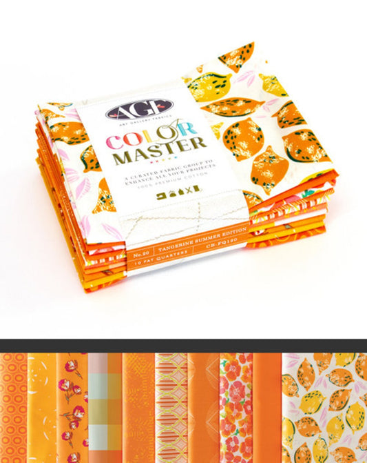 Color Master No.20 Tangerine Summer Edition Fat Quarter Bundle 18"x21" 10pcs Art Gallery Cotton Fabric