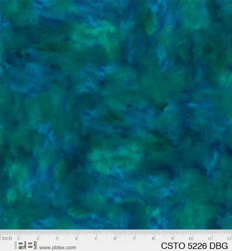 Color Stories Mixed Watercolor Texture Dark Blue Green Stephanie Ryan P&B Textiles Cotton Fabric PB-CSTO-5226-DBG