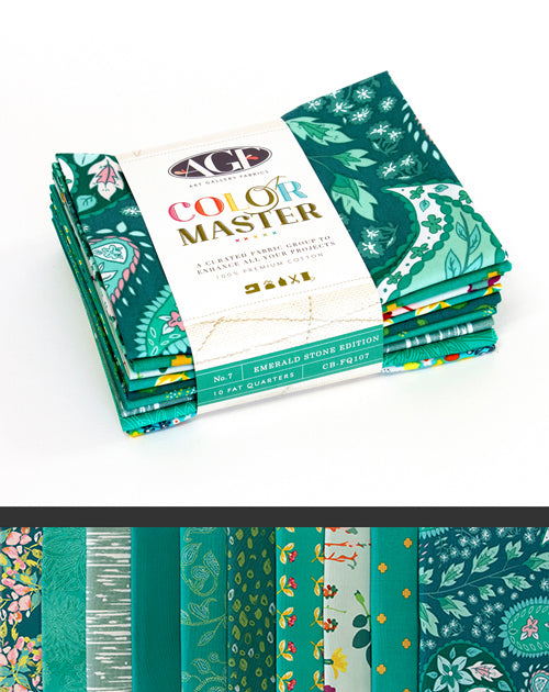 Color Master No.7 Emerald Stone Edition Fat Quarter Bundle 18"x21" 10pcs Art Gallery Fabrics Cotton Fabric  AGF-CB-FQ107