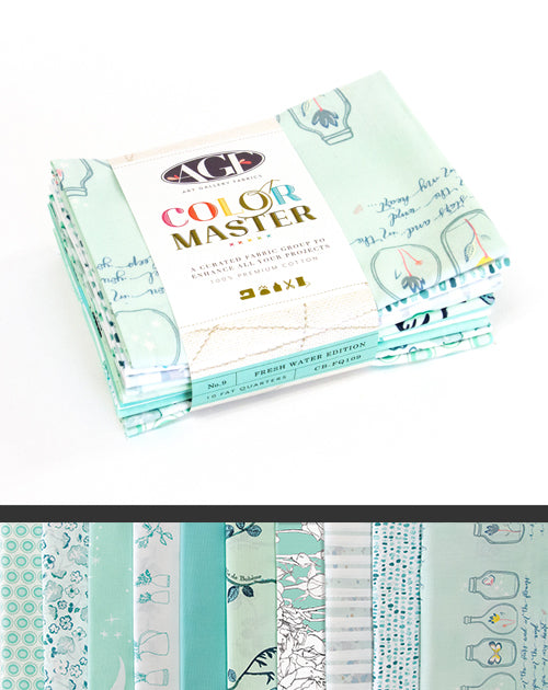 Color Master No.9 Fresh Water Edition Fat Quarter Bundle 18"x21" 10pcs Art Gallery Fabrics Cotton Fabric AGF-CB-FQ109