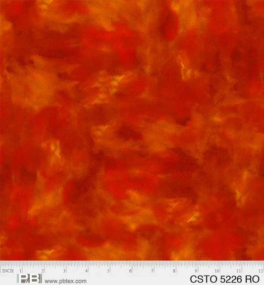 Color Stories Mixed Watercolor Texture Red Orange Stephanie Ryan P&B Textiles Cotton Fabric PB-CSTO-5226-RO