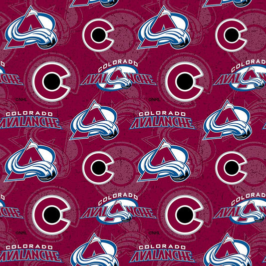 Colorado Avalanche NHL Hockey Tone on Tone design Cotton Fabric