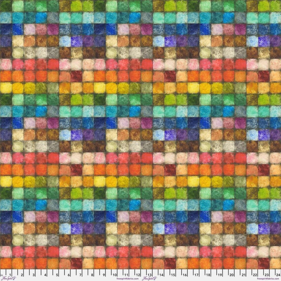 Colorblock Tiled Multi Tim Holtz Eclectic Elements Free Spirit Cotton Fabric FS-PWTH180.MULTI | US Fabric Shop