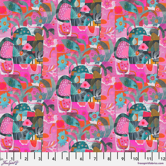 Colori Blocks Pink Este Macleod Free Spirit Cotton Fabric FS-PWES035.PINK