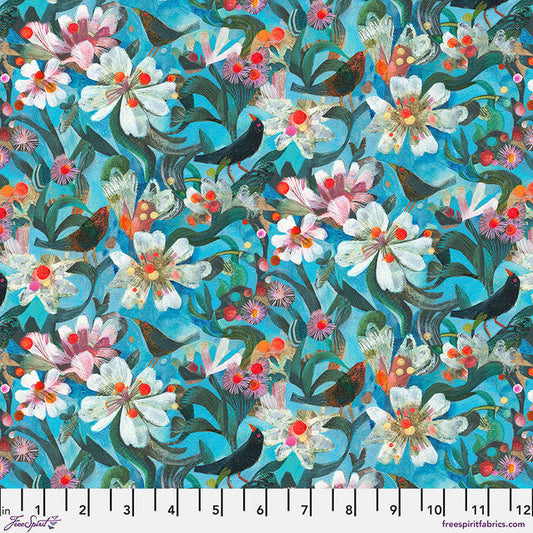 Colori Skies Blue Este Macleod Free Spirit Cotton Fabric FS-PWES040.BLUE