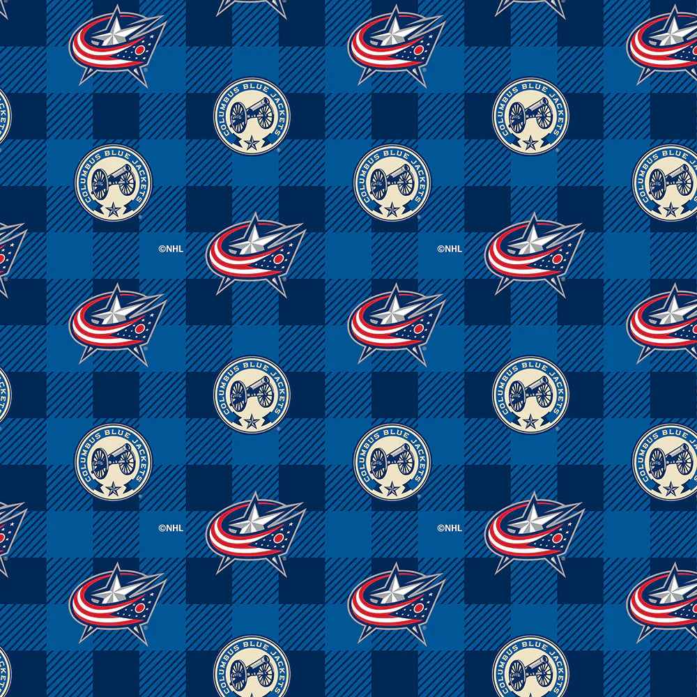 Columbus Blue Jackets NHL Hockey Buffalo Plaid Sykel Enterprises Polyester FLEECE Fabric NHL-1190-CBJ