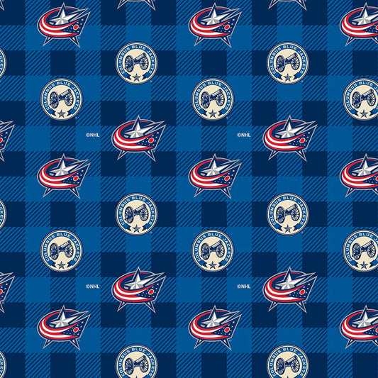Columbus Blue Jackets NHL Hockey Buffalo Plaid Sykel Enterprises Polyester FLEECE Fabric NHL-1190-CBJ