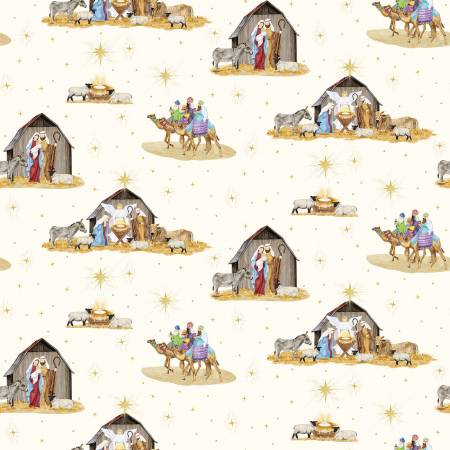 Come Let Us Adore Him Main Cloud Tara Reed Riley Blake Designs Cotton Fabric RB-C16310-CLOUD