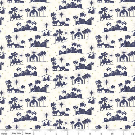 Come Let Us Adore Him Silhouettes Cloud Tara Reed Riley Blake Designs Cotton Fabric RB-C16311-CLOUD