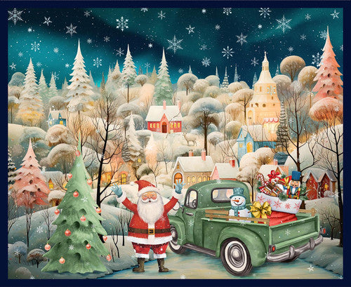 Comfort & Joy Christmas Panel 36" Green Michael Ward Blank Quilting Cotton Fabric BQ-4166P-66