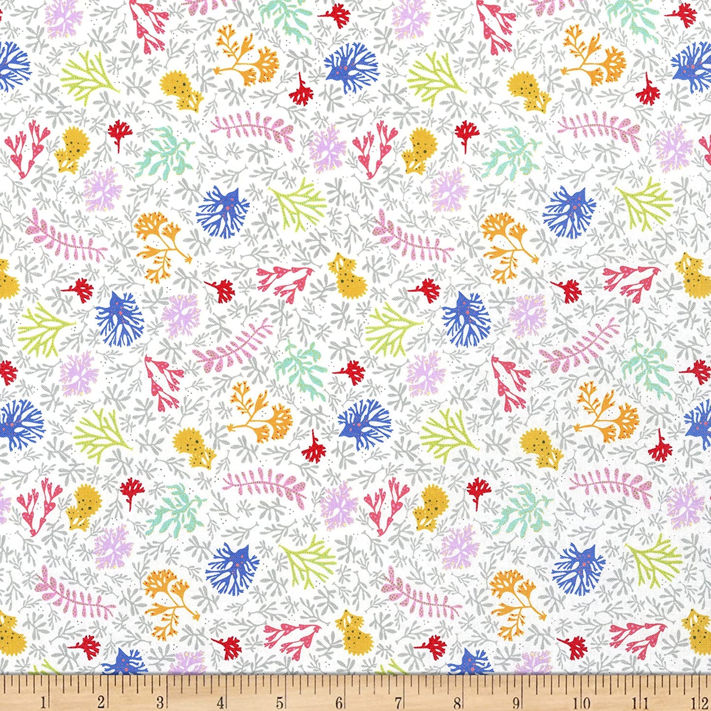 Commotion the Ocean Coral White Blank Quilting Cotton Fabric