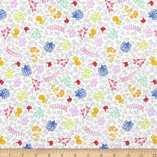 Commotion the Ocean Coral White Blank Quilting Cotton Fabric