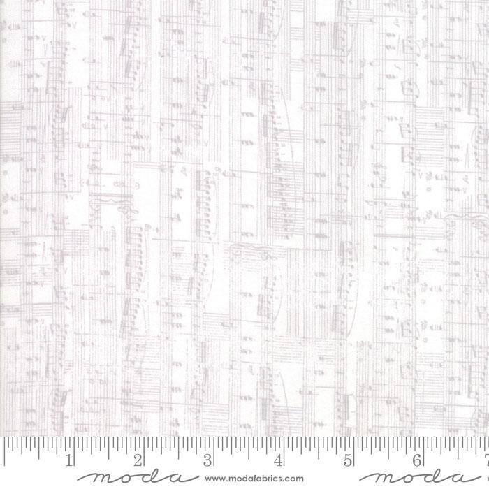 Compositions Notes Music White Basic Grey Moda Cotton Fabric