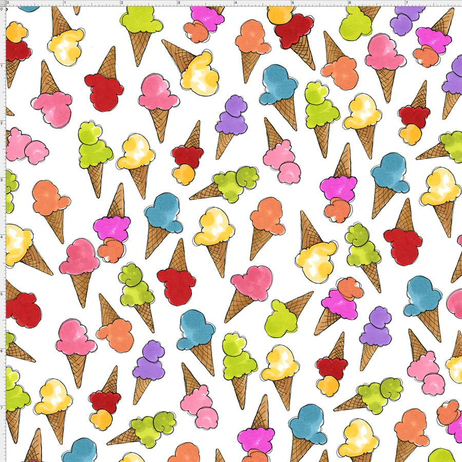 Cone Party White Loralie Designs Cotton Fabric