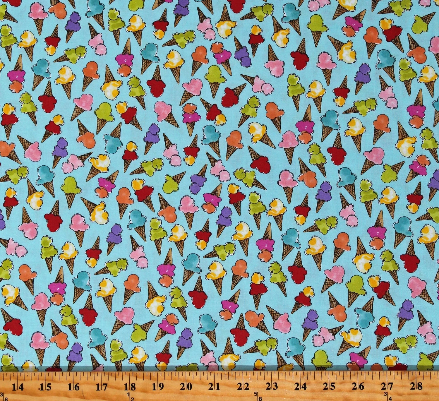 Cone Party Tossed Turquoise Loralie Designs Cotton Fabric | US Fabric Shop