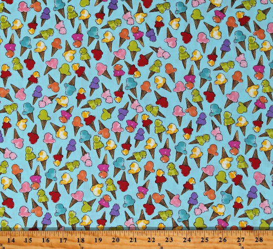 Cone Party Tossed Turquoise Loralie Designs Cotton Fabric