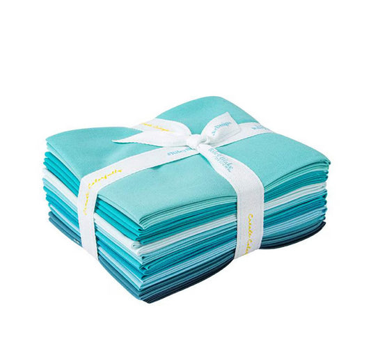 Confetti Cottons Aqua Fat Quarter Bundle 18"x22" 12pcs The RBD Designers Riley Blake Cotton Fabric