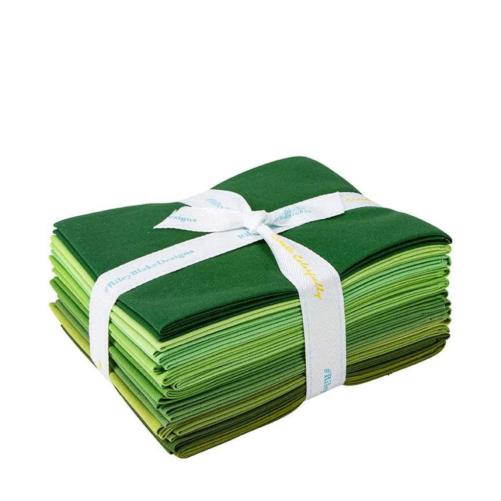 Confetti Cottons Green Fat Quarter Bundle 18"x22" 12pcs The RBD Designers Riley Blake Cotton Fabric