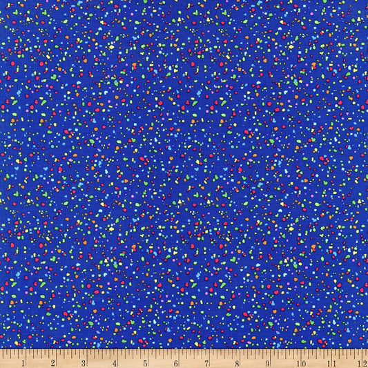 Confetti Dot Rainbow Navy Blue Blender Timeless Treasures Cotton Fabric