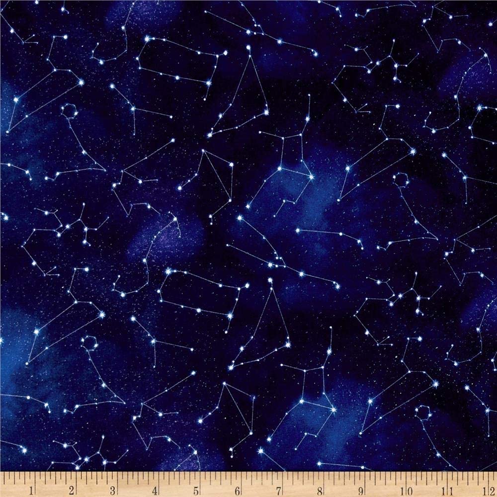 Constellation Stars Space Royal Blue Space Landscape Medley Elizabeth's Studio Cotton Fabric