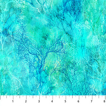 Coral Reef Coral Texture Turquoise Multi Deborah Edwards and Melanie Samra Northcott Cotton Fabric NC-DP28881-66