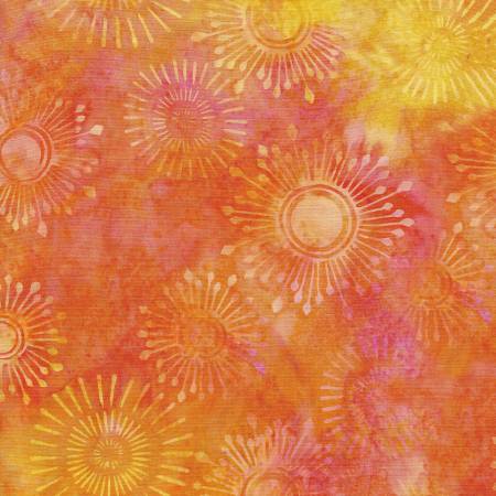 Cosmic Bright Sun Multi Pink Orange Jackie Kunkel Island Batik Cotton Fabric IB-522402810