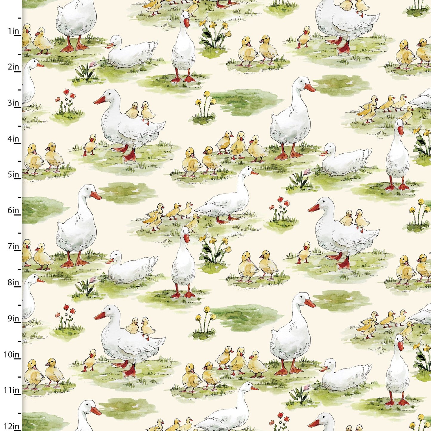 Cottontail Farm Duck Goose Yellow Caverly Smith 3 Wishes Fabrics Cotton Fabric