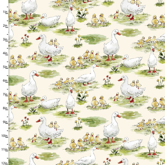 Cottontail Farm Duck Goose Yellow Caverly Smith 3 Wishes Fabrics Cotton Fabric