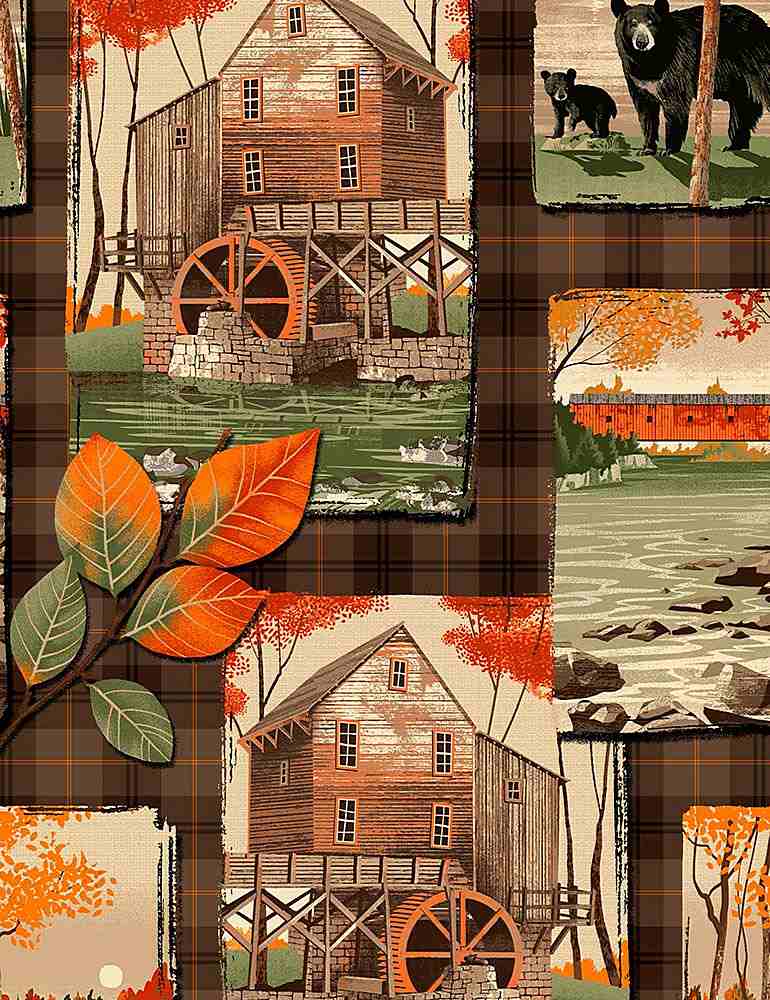 Country Fall Collage Panel 23" Timeless Treasures Cotton Fabric