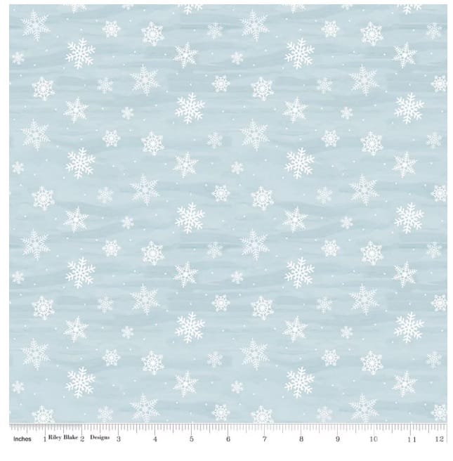 Covered Bridges in Winter Snowflakes Iceberg Blue Tara Reed Riley Blake Cotton Fabric RB-C18002-BLUE