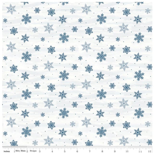 Covered Bridges in Winter Snowflakes Snow White Tara Reed Riley Blake Cotton Fabric RB-C18002-SNOW