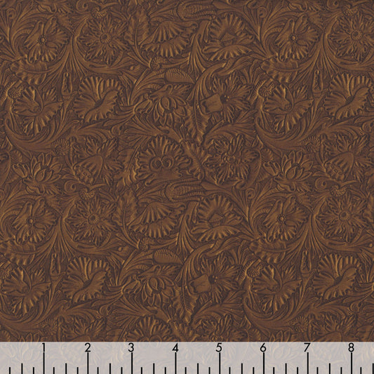 Cowboy Culture Tooled Leather Brown Urban Essence Designs Blank Quilting Fabric Cotton Fabric