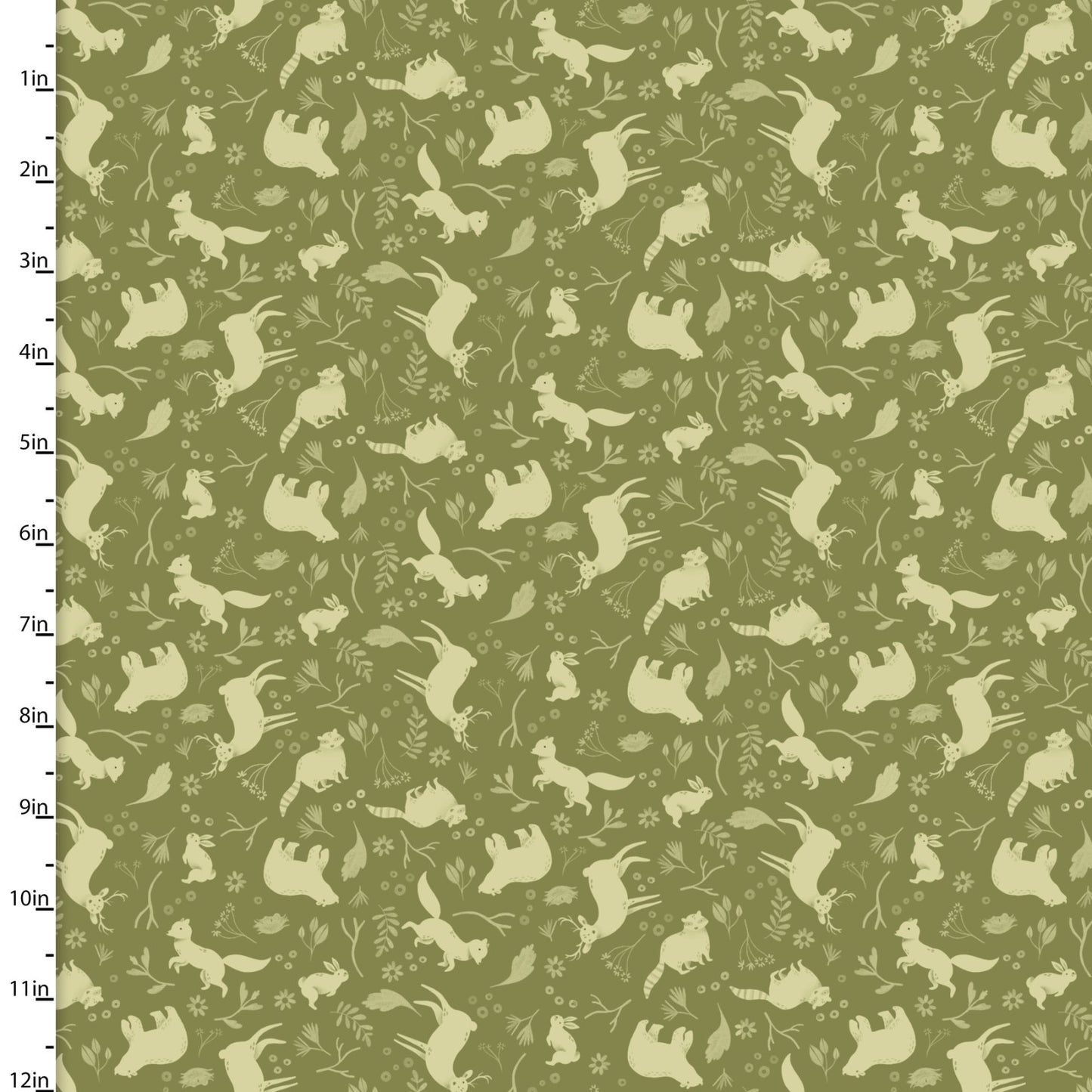 Cozy Forest Camo Outline Green Elaine Kay 3 Wishes Cotton Fabric