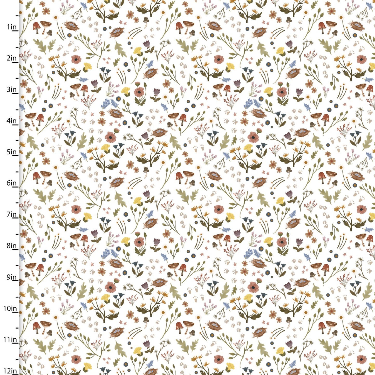 Cozy Forest Nature Walk White Elaine Kay 3 Wishes Cotton Fabric