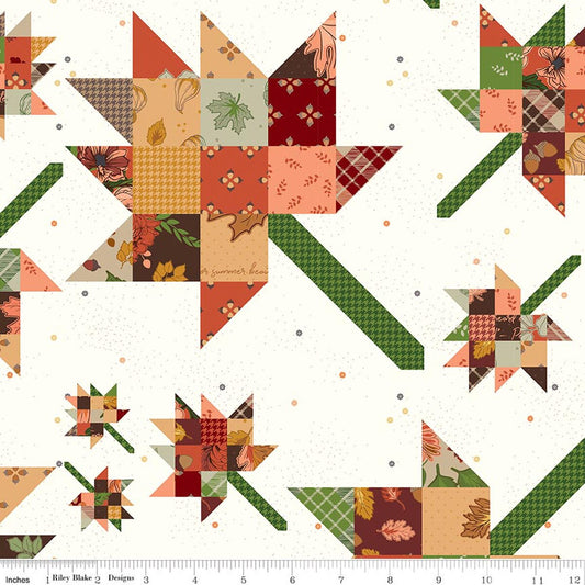 Cozy Autumn 108" Wide back Beverly McCullough Flamingo Toes Riley Blake Cotton Fabric RB-WB17878-MULTI