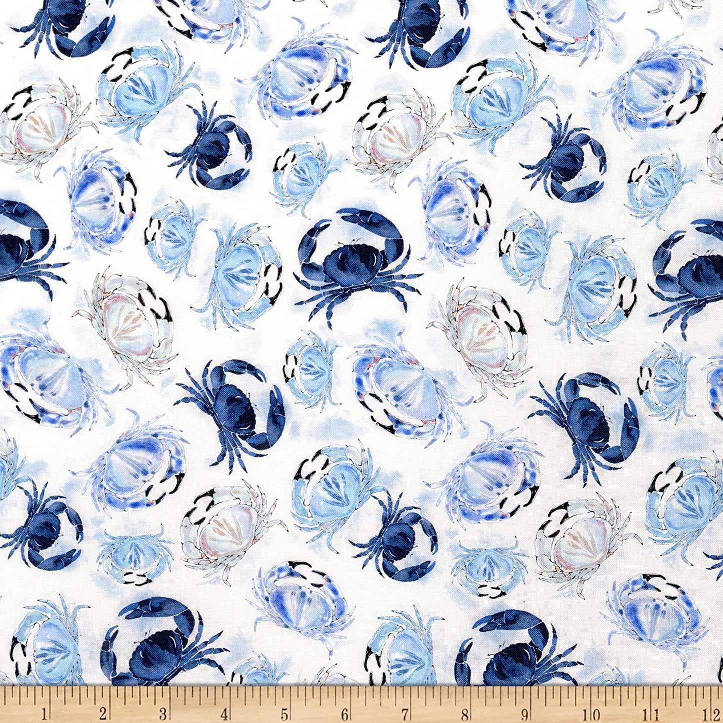 Crabs Blue Crabs Ocean Blue White Thomas Little Timeless Treasures Cotton Fabric