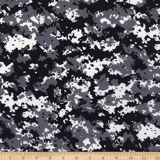 Crazy for Camo Black Gray Digital Printed Northcott Fabrics Cotton Fabric