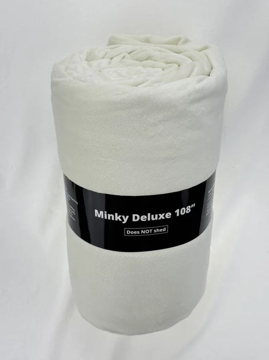 Cream Solid Minky Deluxe 3YD Precut 108" Wideback Sykel Enterprises Polyester Fabric SYK-1394-3YD-CREAM