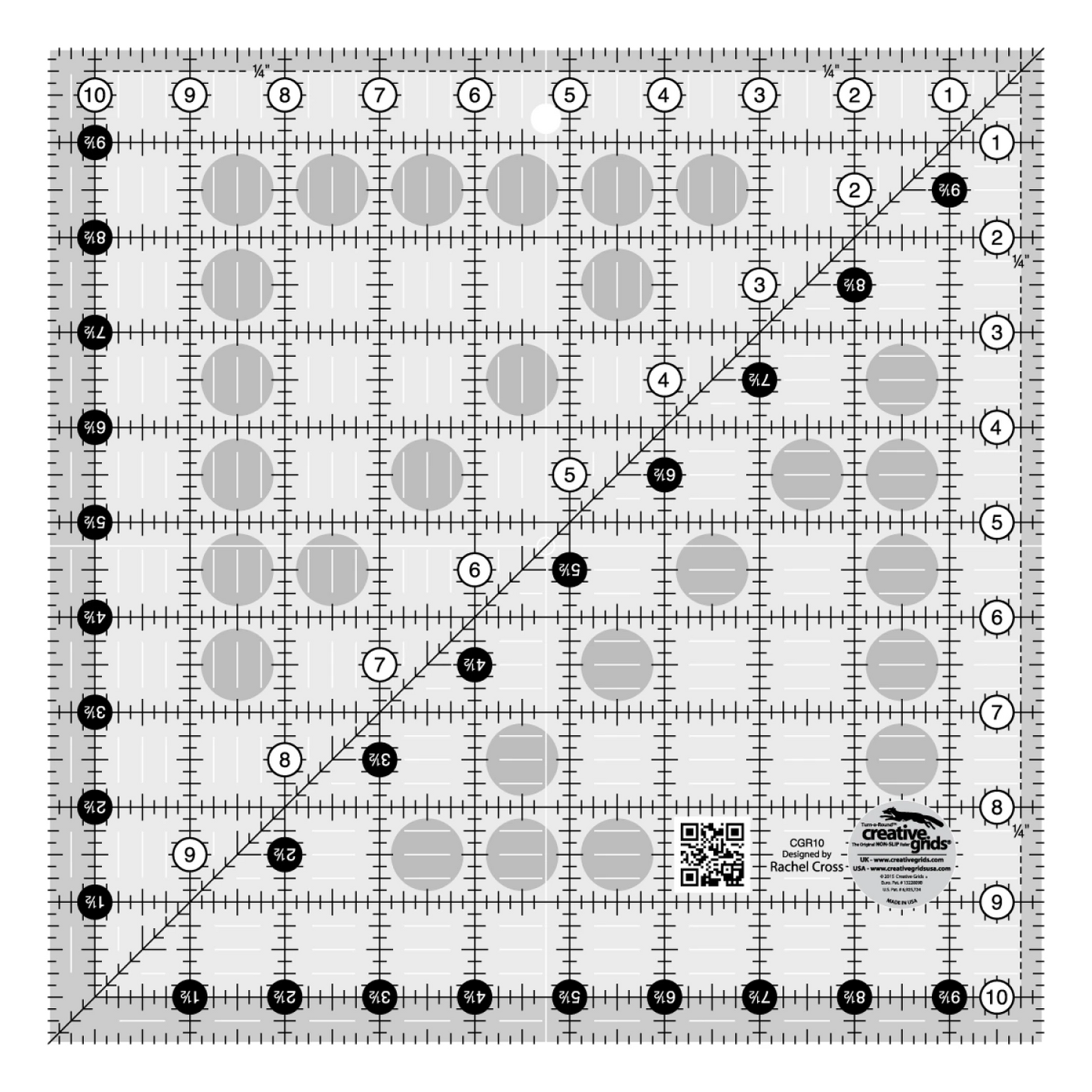 Creative Grids Quilt Ruler 10.5"x10.5" Rachel Cross Creative Grids CG-CGR10