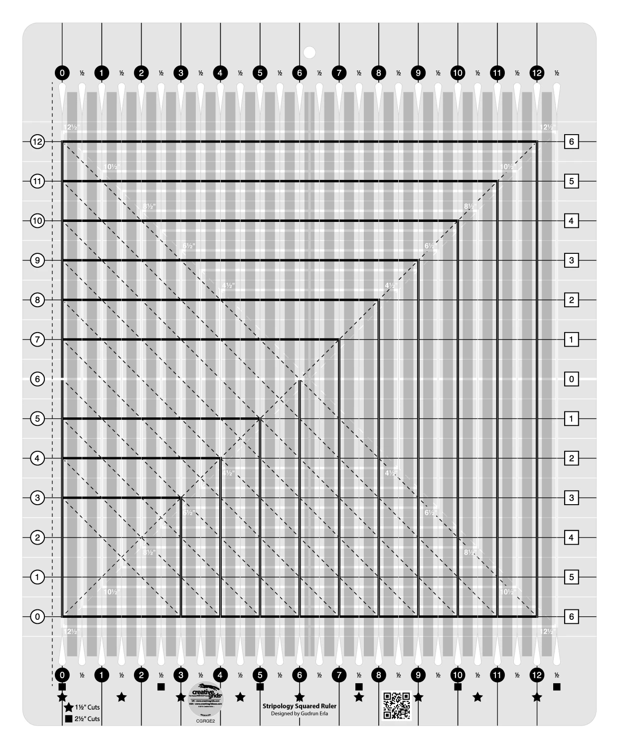 Creative Grids Quilt Ruler Stripology Squared Gudrun Erla of G.E. Designs Creative Grids CG-CGRGE2