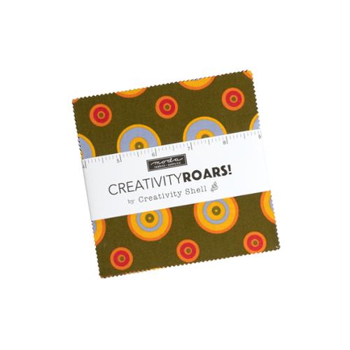 Creativity Roars 5" Squares Creativity Shell Moda Cotton Fabric