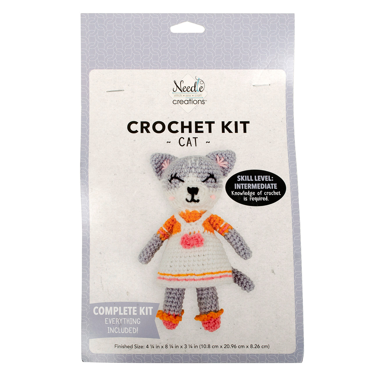 Crochet Kit Pink Cat 5" x 8.5" x 3" Needle Creations