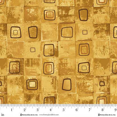 Crow-mazing Squares Patch Gold Jan Mott Henry Glass Cotton Fabric HG-3444-33 | US Fabric Shop