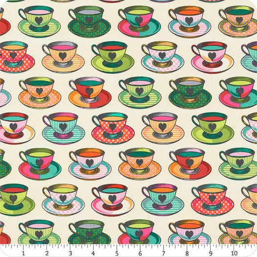 Curiouser and Curiouser Tea Time Sugar Multi Tula Pink Free Spirit Cotton Fabric